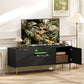 Modern TV Console for TVs up to 60 Inch, Entertainment Center with Smart RGB LED Lights and Soft Close Doors, Black