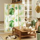 4 Panel Folding Privacy Screen, 67" Room Divider with Palm Leaf Design for Living Room Bedroom, Natural and Green