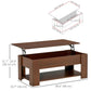 Lift Top Coffee Table with Hidden Storage Compartment and Open Shelf, Center Table for Living Room, Brown
