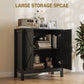 Sideboard Buffet, Kitchen Storage Cabinet with Barn Door and Adjustable Shelves, Storage Pantry, Black Oak