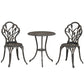 3PCs Patio Bistro Set, Outdoor Cast Aluminum Garden Table and Chairs with Umbrella Hole for Balcony, Bronze