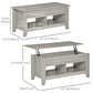 Lift Top Coffee Table with Hidden Storage - Light Grey