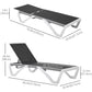 Outdoor Chaise Lounge Chair, Patio Aluminum Tanning Chair with 5-Level Adjustable Back, Portable Wheels, Breathable Mesh Fabric, for Pool, Deck, Garden, Black