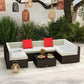 7 Pieces Patio Sofa Outdoor Wicker Sectional Patio Furniture, Dark Brown & Beige