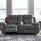 Jesolo - Dark Gray - Dbl Rec Loveseat W/Console - Faux Leather