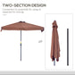 7.5ft Half Umbrella Semi Patio Parasol with Crank Handle, Top Vent for Garden, Balcony- NO BASE INCLUDED, Coffee