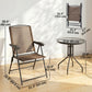 Folding Outdoor Bistro Set, Patio Table and Chairs with Reclining Backrest and Round Dining Table, Brown