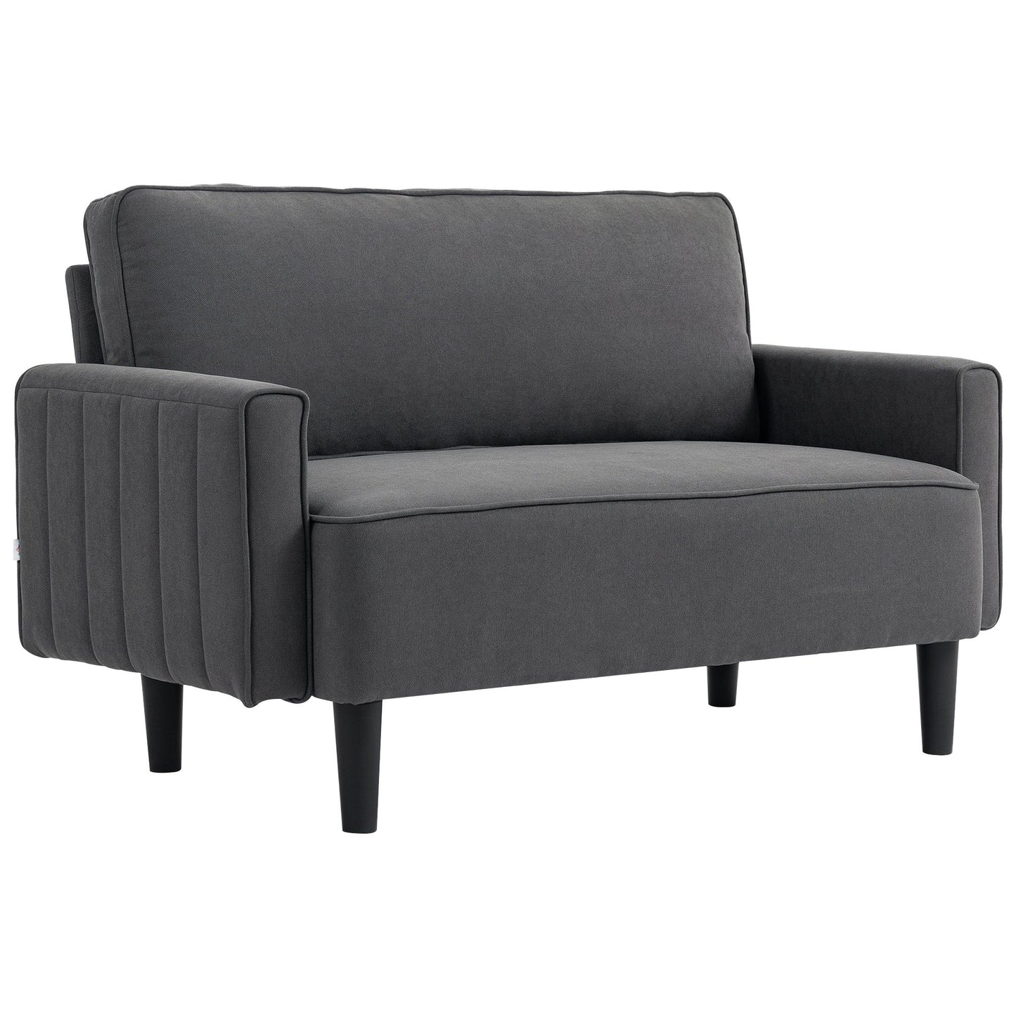 2-Seater Linen Loveseat Sofa - Dark Grey
