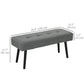 39" Upholstered Ottoman Bench, Corduroy Entryway Bedroom Bench with Padded Seat and Steel Legs for Bedroom, Grey