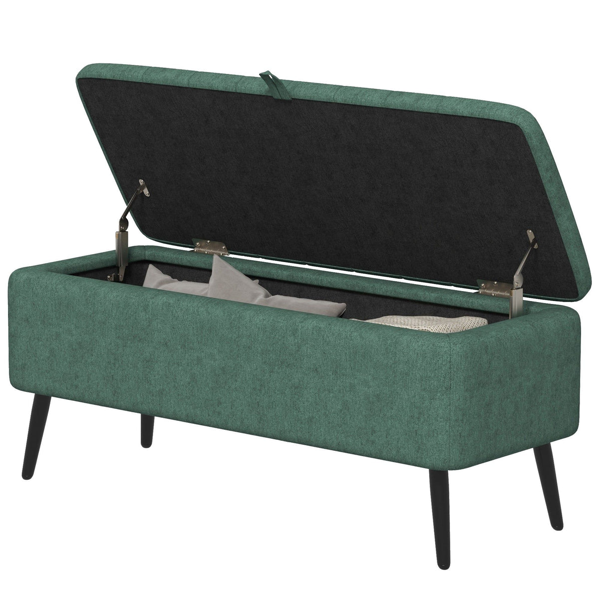 40" Linen Storage Ottoman Bench - Dark Green