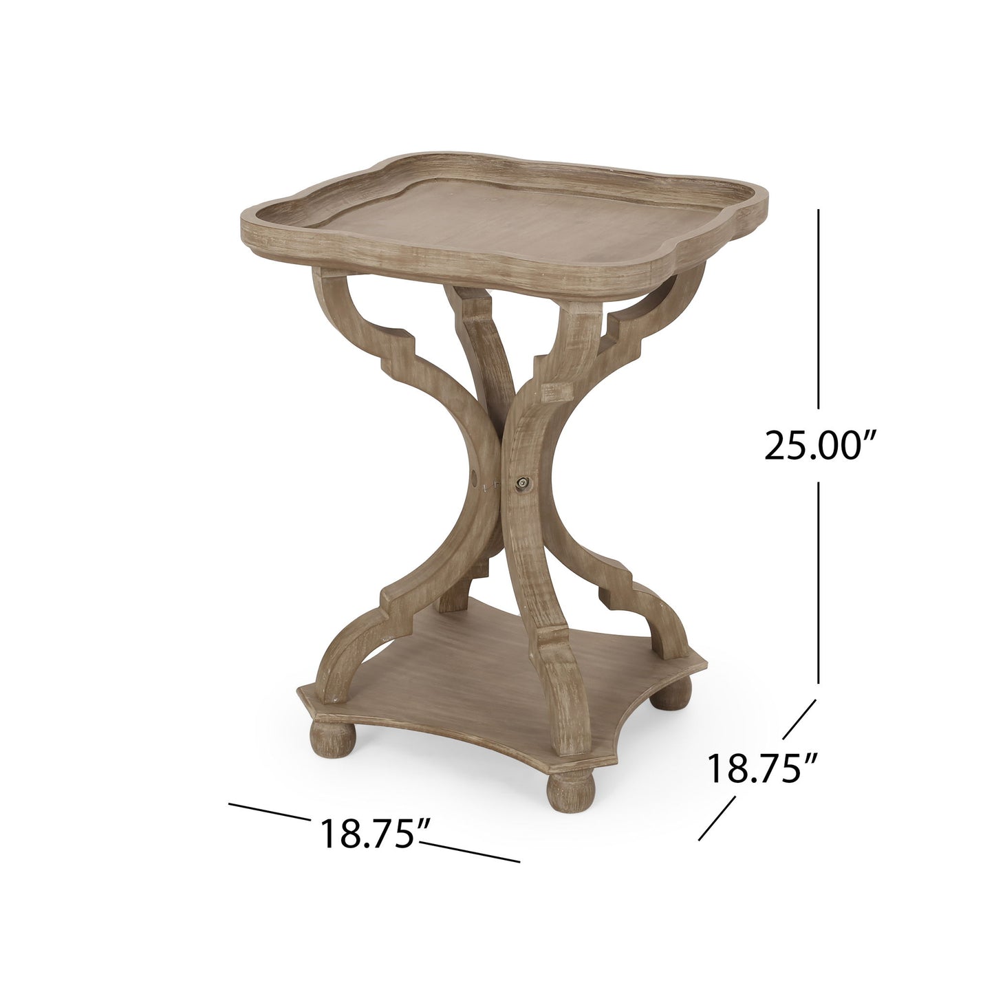 Acacia Wood Accent Table with Smooth Walnut Finish, No Assembly Required, 19" L x 19" W x 25" H, Natural