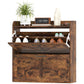 Narrow Shoe Storage Cabinet, Farmhouse Slim Shoe Cabinet with 2 Flip Drawers, Adjustable Shelves, Rustic Brown