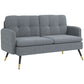 55" Loveseat Sofa, Corduroy Love Seat w/ S spring, Steel Legs and Button Tufting, Small Couch for Living Room, Dark Grey