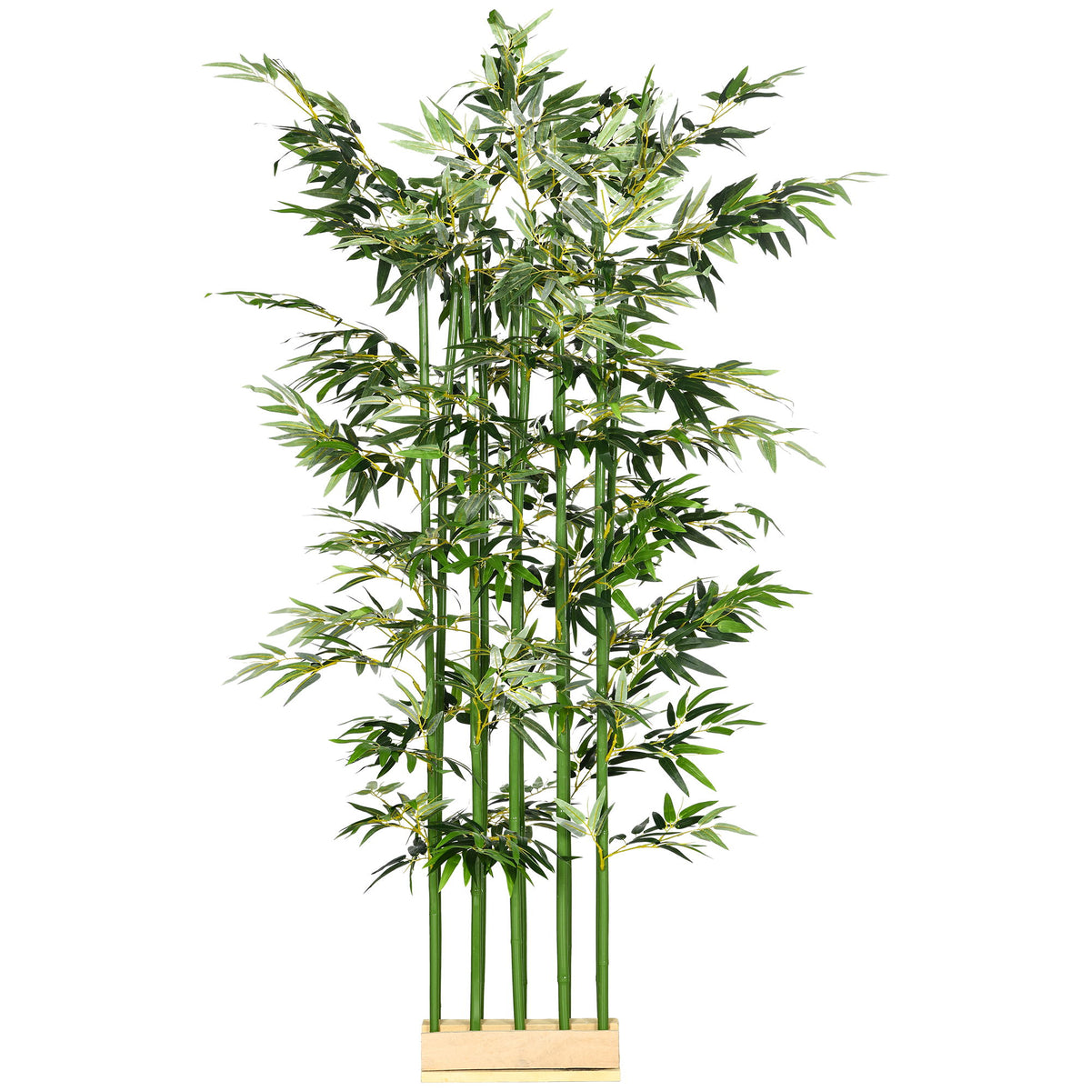 5ft Tall Artificial Bamboo Tree, Decorative Faux Plant with Pine Wood Base for Indoor Home Office Decor
