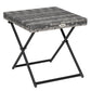 Rattan Coffee Table Folding Patio Outdoor Side Table Wicker for Balcony, Porch, Poolside, 15.75"x15.75"x15.75", Grey