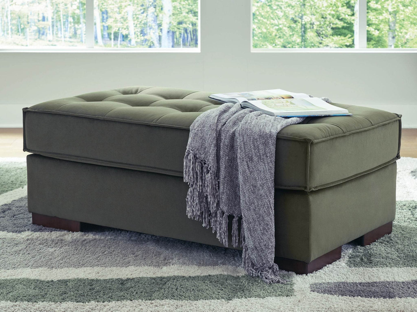 Caspian-Town - Olive - Oversized Accent Ottoman - Forward Furniture