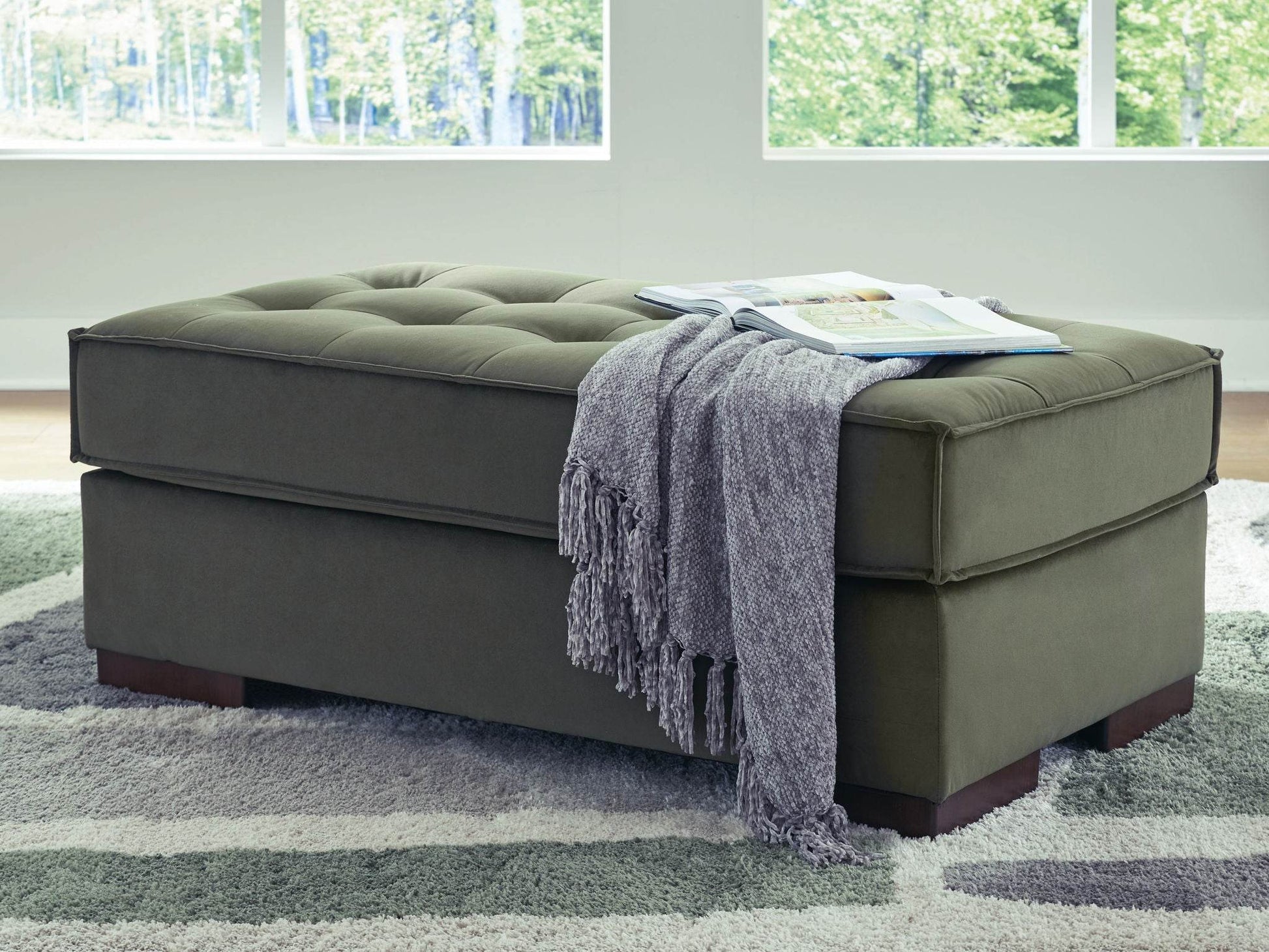 Caspian-Town - Olive - Oversized Accent Ottoman - Forward Furniture