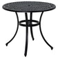 35.5" Round Outdoor Dining Table for 2-4, Cast Aluminum Garden Patio Table with 2" Umbrella Hole, Grid Top, Black