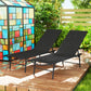 2 Pieces Folding Outdoor Lounge Chairs, Reclining Chaise Lounge Tanning Chair w/ Adjustable Back, Mesh Seat, Black