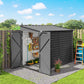 4.6' x 9' Steel Outdoor Storage Shed, Lean to Shed, Metal Tool House with Foundation Kit, Lockable Doors, Gloves and 2 Air Vents for Backyard, Patio, Lawn, Dark Grey