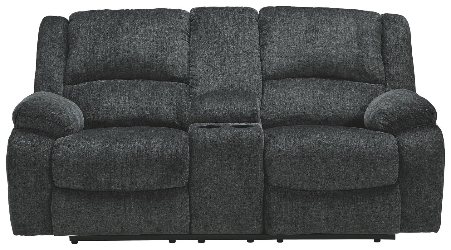 Draycoll - Slate - Dbl Reclining Loveseat W/Console - Fabric