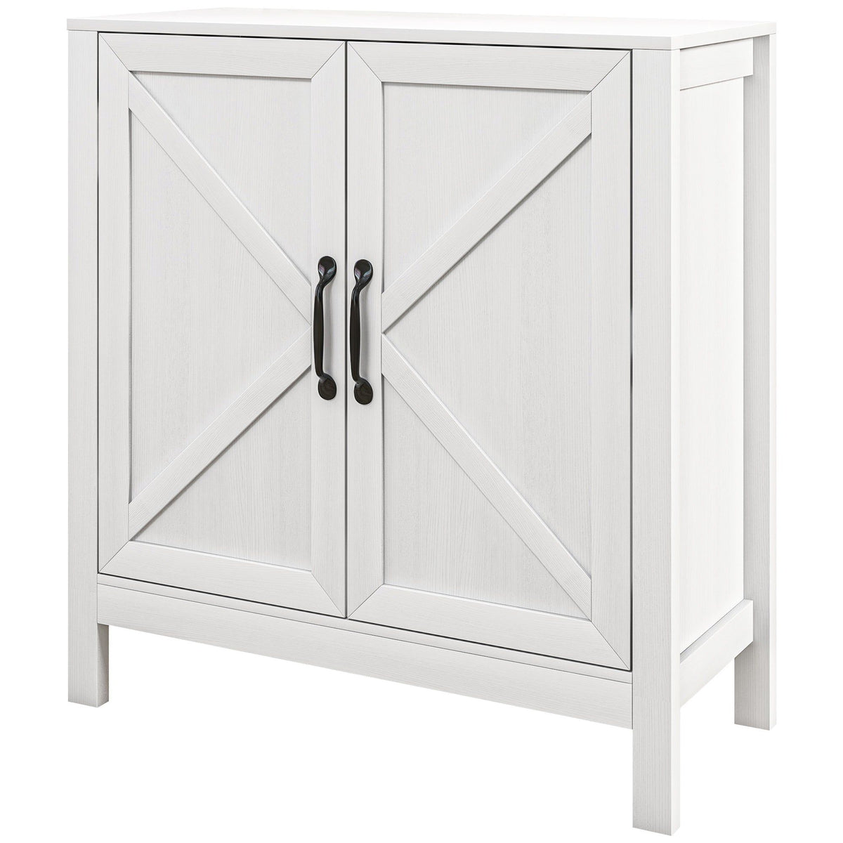 Sideboard Buffet with Barn Door and Shelves - White Wood Grain