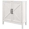 Sideboard Buffet with Barn Door and Shelves - White Wood Grain