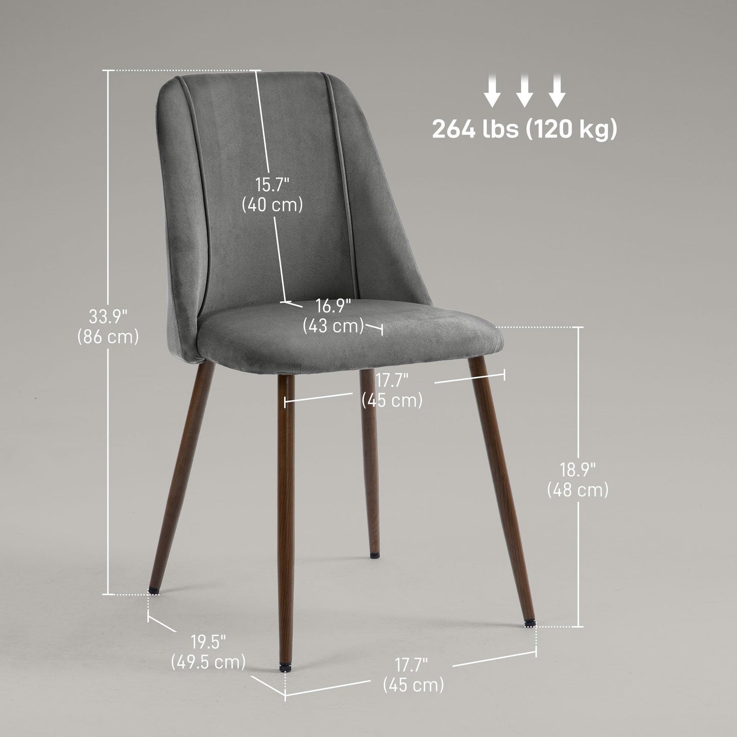 Velvet Dining Chairs Set of 4 - Dark Grey