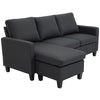 L-Shaped Sectional Sofa with Ottoman - Dark Grey