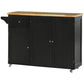 Rolling Kitchen Island with Drawer and Cabinets - Black