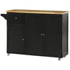 Rolling Kitchen Island with Drawer and Cabinets - Black