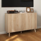 Buffet Cabinet with Storage Modern Fluted Sideboard with Adjustable Shelves Wood Legs for Dining Room Living Room Oak