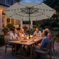 9.3' Grey Market Umbrella with Solar LED Lights & Tilt Crank