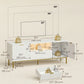 TV Console with RGB LED Lights and Soft-Close Doors - White