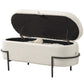 Storage Ottoman with Lift-Up Lid and Steel Legs, 45 Inches Sherpa Fleece Storage Chest for Living Room, Cream White