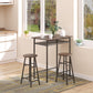 3 Piece Counter Height Bar Table Set with 1 Table, 2 Matching Stools, Dining Table Set with Storage Shelf and Metal Frame Footrest, Black and Oak