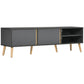 TV Stand for TVs up to 55", TV Cabinet with Shelves and Cable Holes, Entertainment Unit for Living Room, Dark Grey