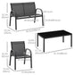 4-Piece Patio Furniture Set Garden Conversation Set with Loveseat, Single Chairs and Coffee Table for Backyard Poolside Balcony