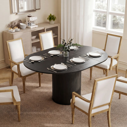 43.5"-59" Extendable Farmhouse Dining Table - Black Wood Grain