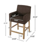 Set of 2 Upholstered Counter Stools with Durable Craftsmanship, Contemporary Style with Rubberwood Frame, 24" L x 23" W x 39.5" H, Brown