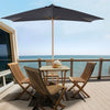 7' x 10' Wooden Patio Umbrella, Rectangle Garden Parasol, Outdoor Sunshade Canopy with Bamboo Ribs for Garden, Dark Grey