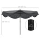 Solar Patio Umbrella with LED and Tilt, Outdoor Market Table Umbrella Parasol with Crank, 10 x 10 ft, Dark Grey