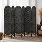 Bohemian Privacy Screen, Folding Room Divider with 6 Panels and Arched Top for Bedroom Living Room Office, Black