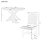 Extendable Dining Table Set with 4 Upholstered Chairs, Stylish Kitchen Table Set with Oak Veneer Top, 54" L x 42" W x 30" H, Off White+Walnut