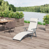 Heavy-duty Adjustable Folding Reclining Chair Outdoor Sun Lounger Patio Chaise Lounge Garden Beach Gravity Lounge with Pillow, 7 Adjustable Backrest Positions, Cream