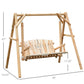 Freestanding 6.5' Wooden Loveseat Traditional Farmhouse Style Log Swing Natural Wood