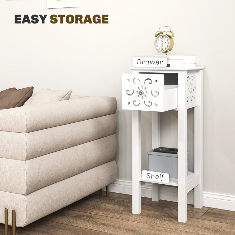 Nightstand Set of 2 with Drawer and Shelf