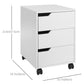 3-Drawer Mobile Filing Cabinet with Wheels - White