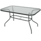 Metal Garden Dining Table with Umbrella Hole, Outdoor Patio Table with Tempered Glass Top, 55" x 31.5"