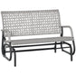 2 Seater Wicker Outdoor Glider Bench, Patio Swing Garden Bench, Garden Loveseat Rocking Chair, w/ Extra Wide Seat, Curved Backrest for Backyard, Poolside, Lawn, Mixed Grey